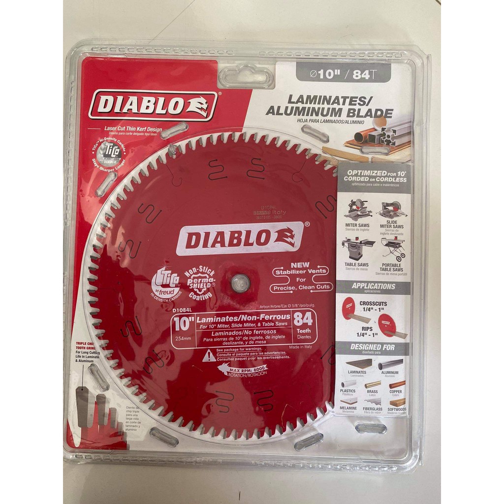 DIABLO Blade 10inx84TeethLaminateNonFerrousMetalCutting 5/8