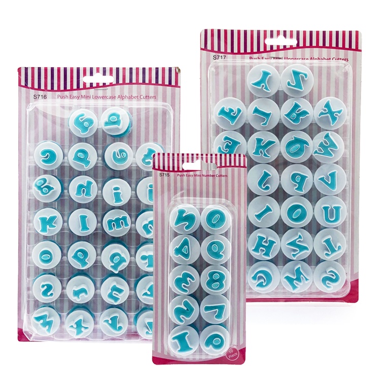 Upper lowercase alphabet numbers cookie cutter set food grade plastic