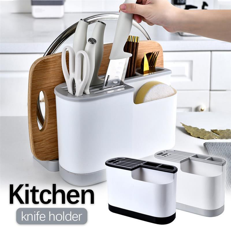 Kitchen Utensils Organizer Rack Knife Holder 3 in 1 Multifunction Drain ...