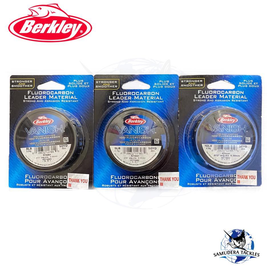 BERKLEY VANISH 100 FLUOROCARBON LEADER 6LB / 8LB / 10LB 45M / 50YD