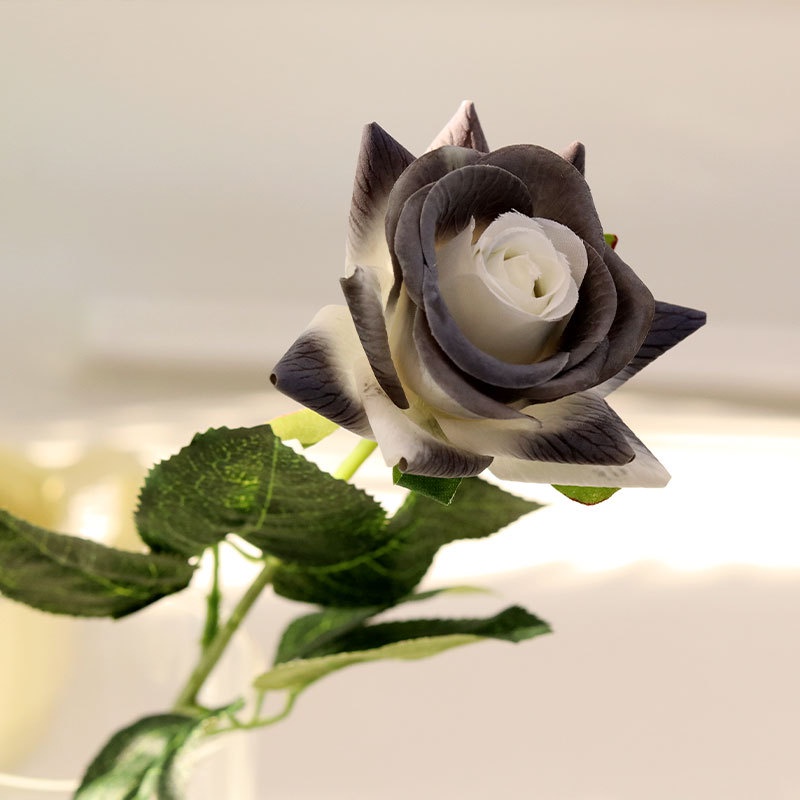 Artificial Black Rose Flowers Single Velvet Rose Home wedding