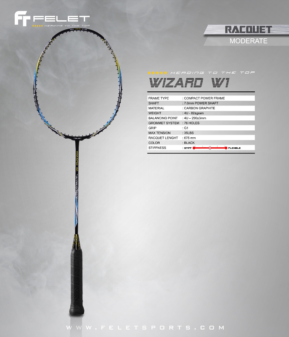 FELET WIZARD W1 Badminton Racquet-Rackets | Shopee Philippines