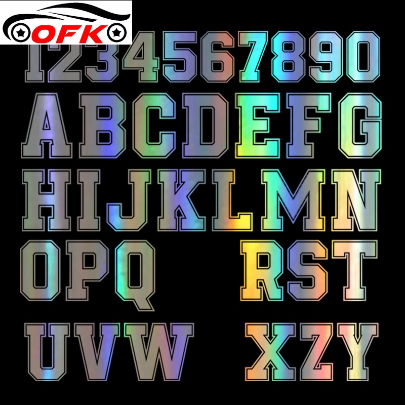 Number 09 Letter AZ Carbon Fiber Funny Car Sticker Vinyl Decal Auto