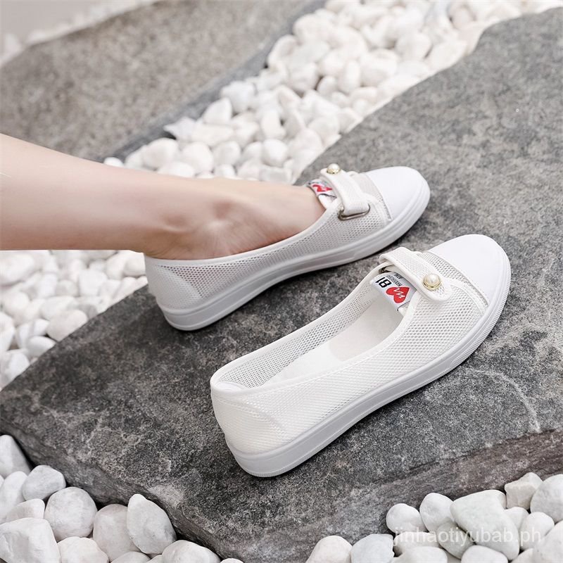 Spring and Summer Canvas Shoes Female Students Korean Breathable White Shoes Low Top Shallow Mouth Flat Casual Shoes Slip on Female Tennis Shoes Shopee Philippines