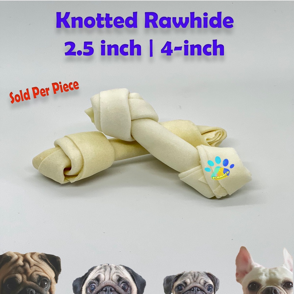 Knotted Rawhide Chew Bones for Dogs Rawhide Knot Nibble Treats Training