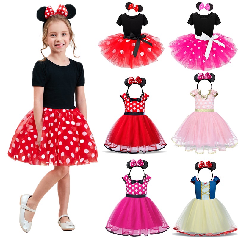 Minnie Mouse Princess Dress For Girls - Birthday Outfit With Headband & Belt - View #4