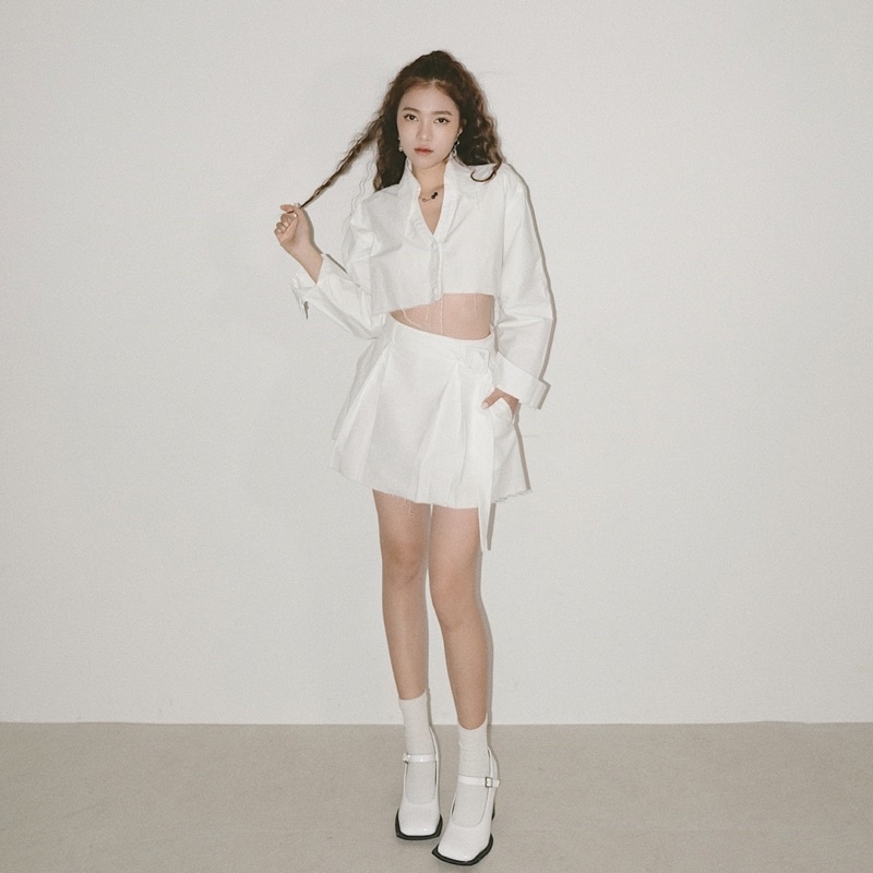 Croptop shirt and short skirt with INTO.EPT belt design (Dani Set ...