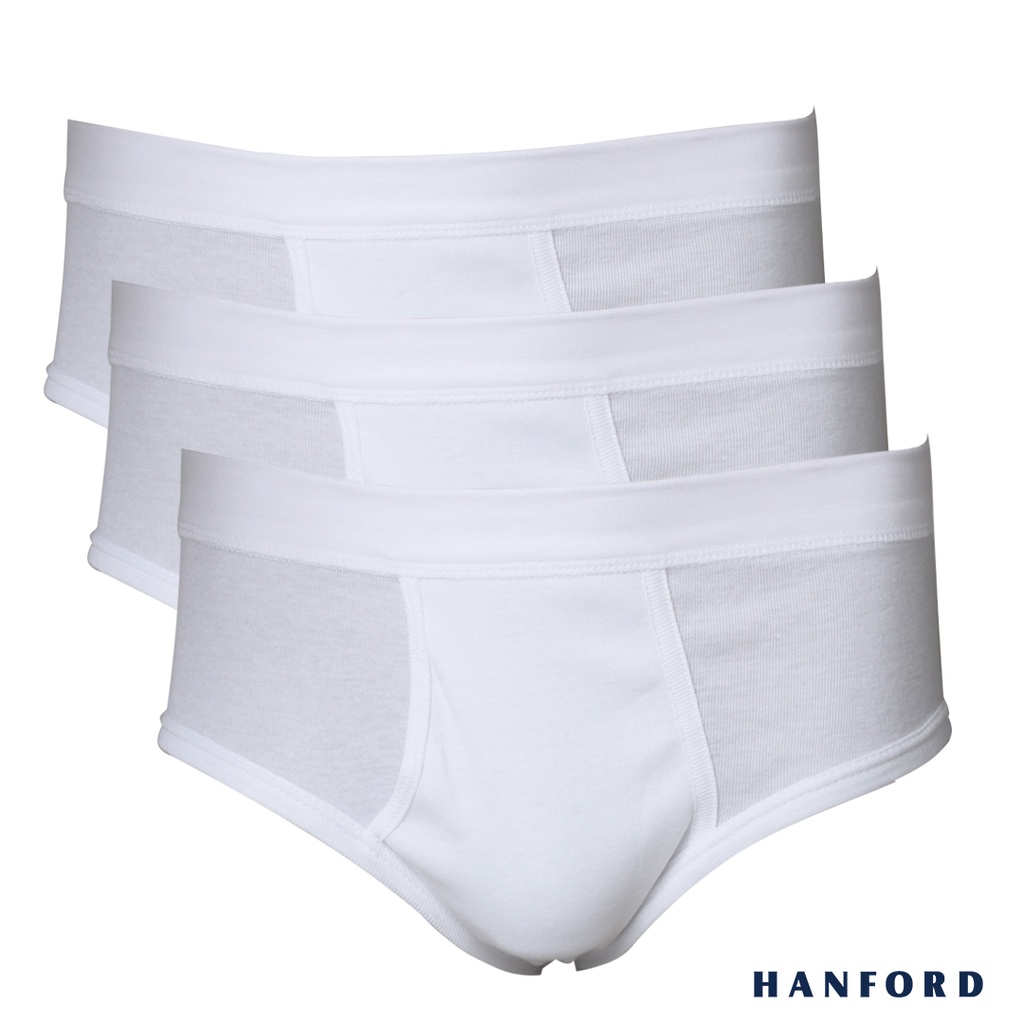Hanford Men Premium Ribbed Cotton Comforter Briefs w/ Fly Opening w ...