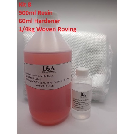 Fiberglass Premix Resin Sets (B8)-500ml Resin, 60ml Hardener W/ 1/4kg ...