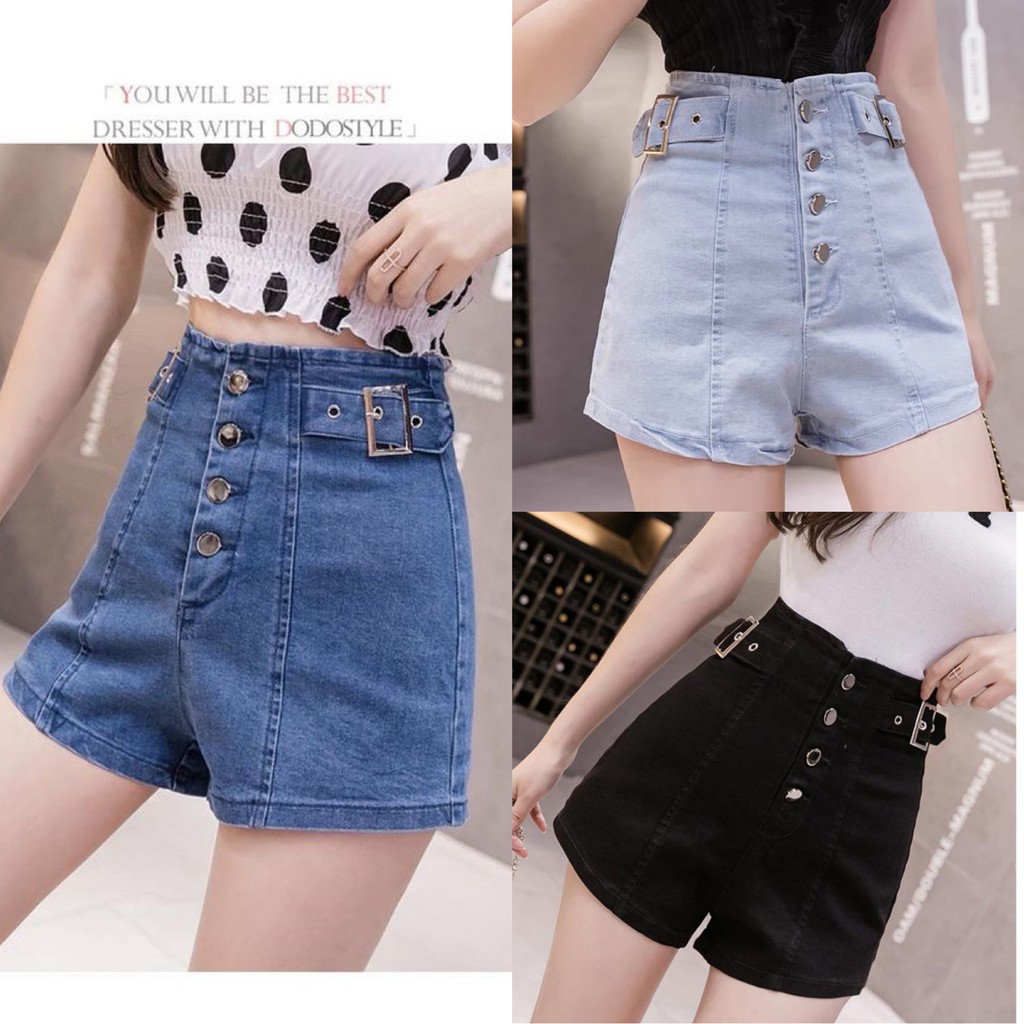 GK# New High waist stretch denim shorts | Shopee Philippines