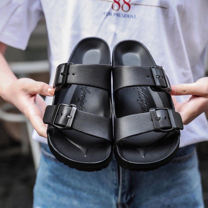 New Korean version of the trend two strap slippers women and men