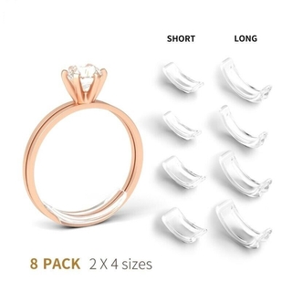 Ring Adjuster for Loose Rings - 12 Pack, 2 Sizes - Ring Size Reducer,  Guard, Holder - Spiral Silicone Sizer Tightener Set with Polishing Cloth -  Ring