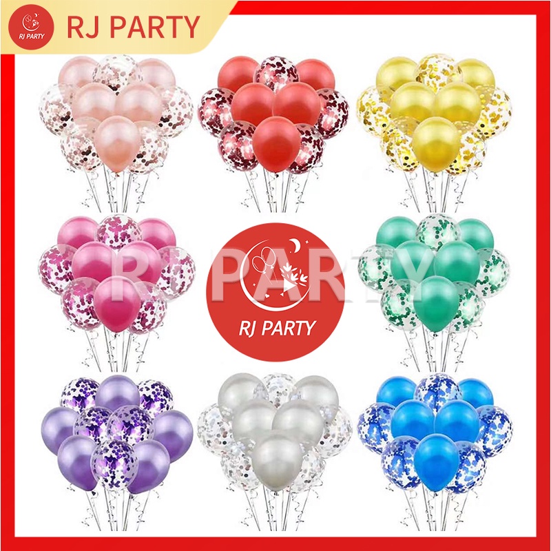 RJparty 10 Pcs 12 Inch Confetti Balloon for Birthday Party Decoration ...