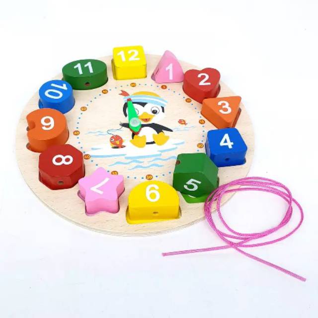 Meronce Wooden Clock Wooden Clock Wooden Toy Educational Toy | Shopee ...