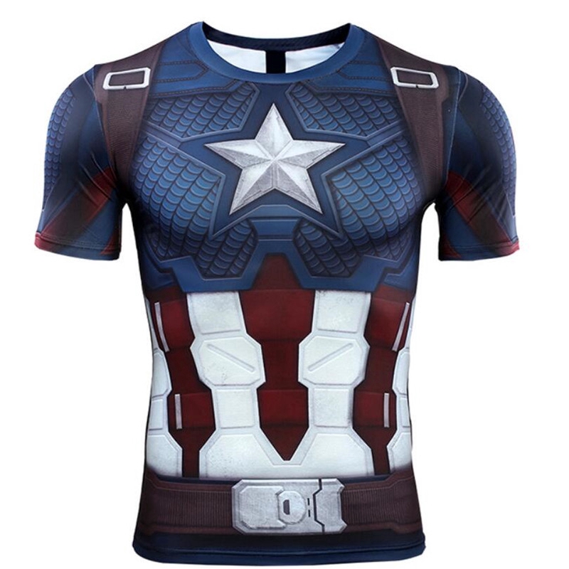 America T Shirt Men 3D Captain America Printed Superhero T Shirts Fitness Compression Shirt Clothing Male Bodybuilding Tops | Shopee Philippines