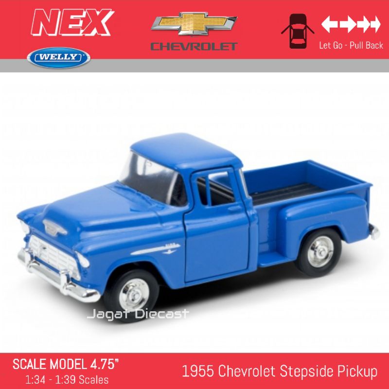 Welly 1955 Chevrolet Stepside Pick Up Toy Car Pikup Jagat Diecast Door ...