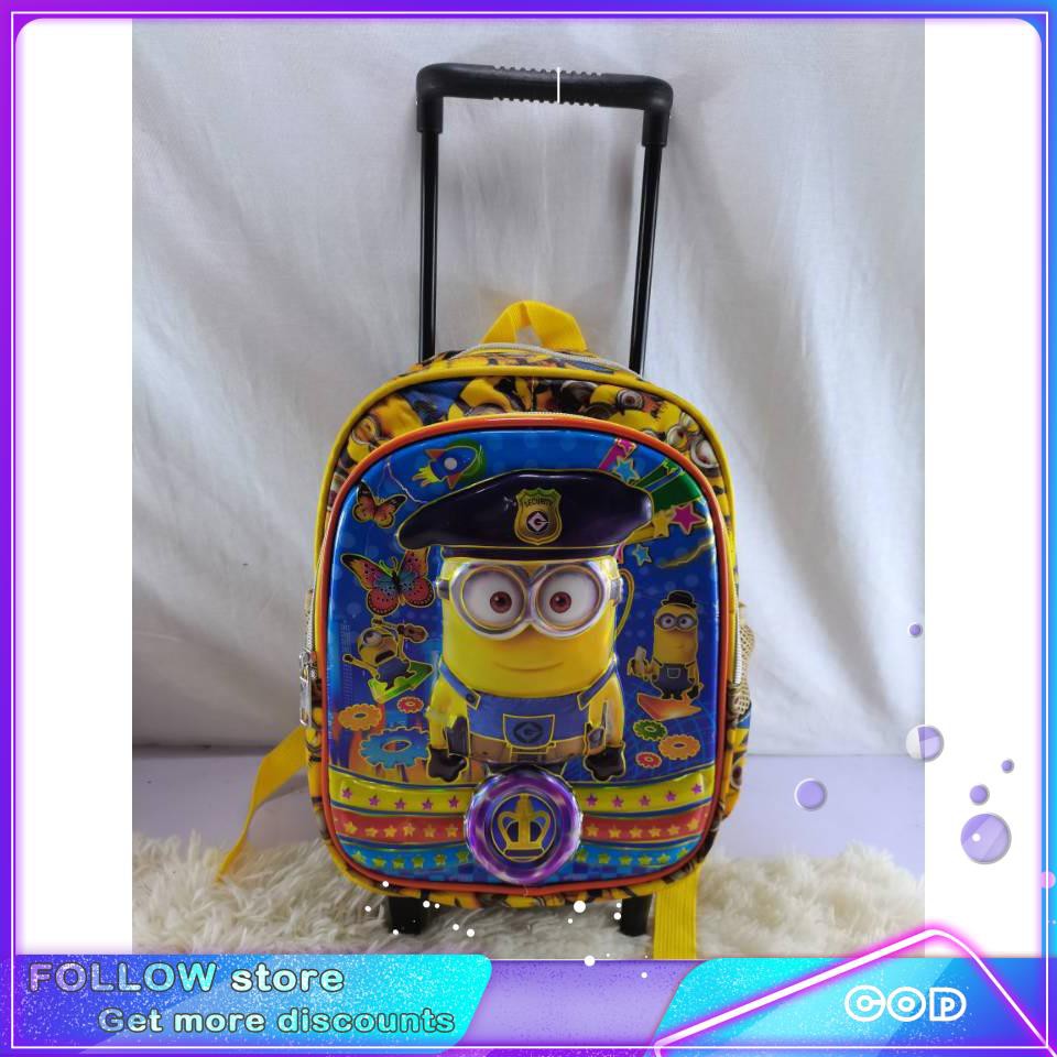 Trolley Bags Primary School Bags for Kid Girl Boy Cartoon Schoolbag
