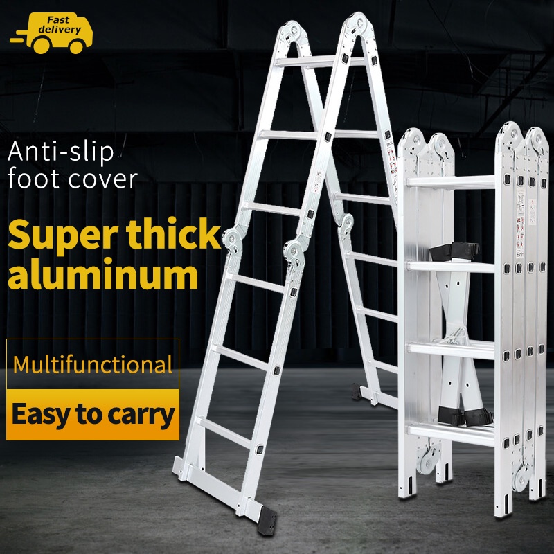 Ladder Stainless Steel Folding Ladder Aluminum Alloy Herringbone Ladder Multifunctional Ladder 