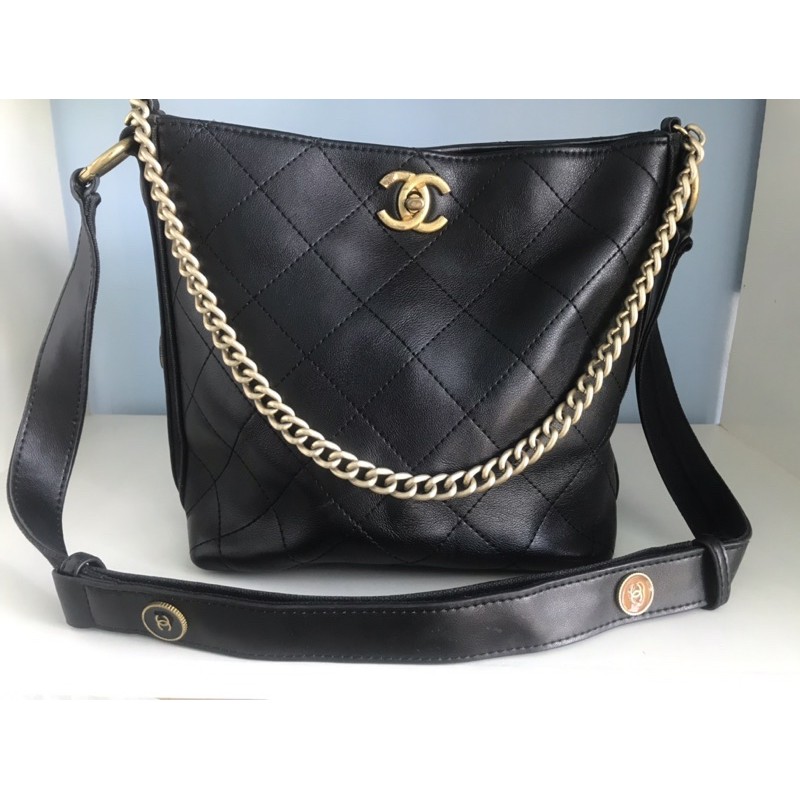 Chanel Button Up Calfskin Hobo Bag, Luxury, Bags & Wallets on Carousell