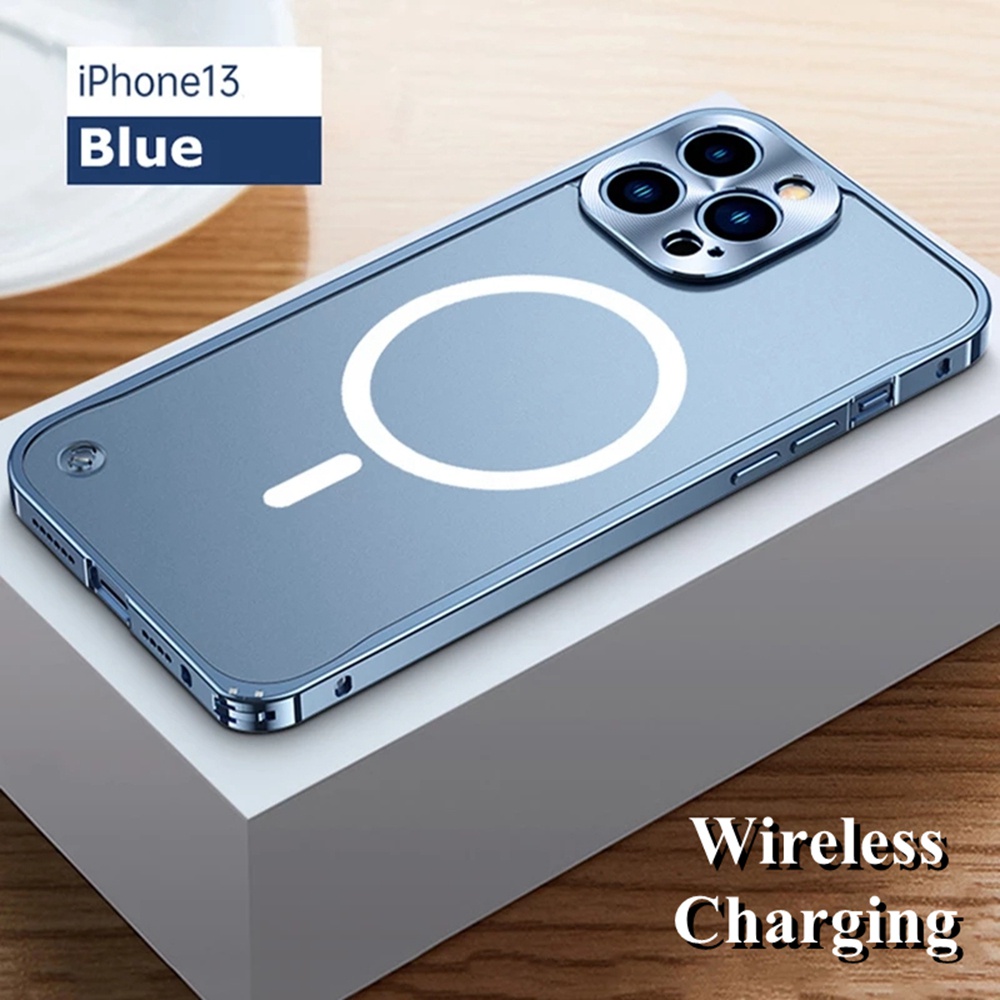 Metal Magnetic Phone Case For iPhon 12 13 Pro Max For iPhone 11 Pro max 13  Mini Aluminium Magnet Matte Translucent Covers Wireless Charging