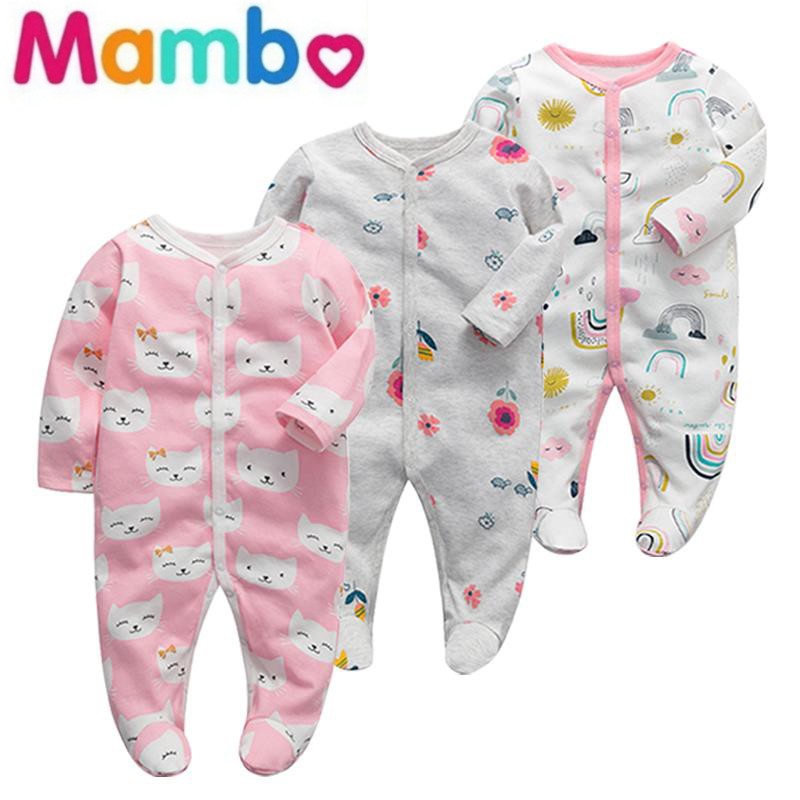 Mambobaby Premium Quality Organic Cotton Baby Sleepsuit Set Of 3