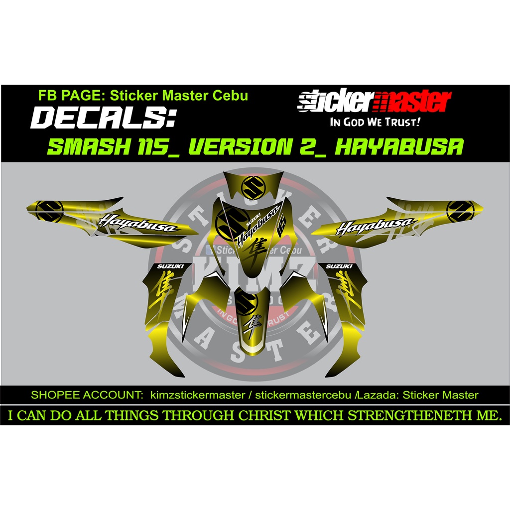 SMASH FULL DECALS HAYABUSA V2 CONCEPT YELLOW | Shopee Philippines
