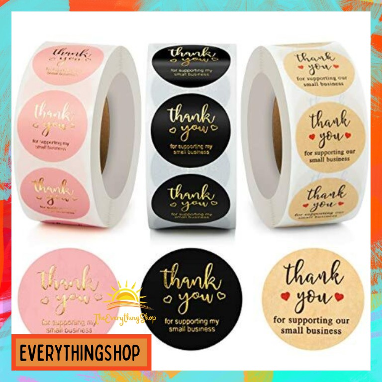 500Pieces Roll Thank You Stickers Packaging Sealing Complimentary ...