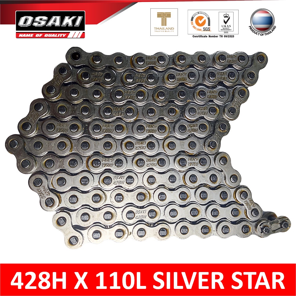Osaki Silver Star Motorcycle Heavy Duty [428H] Roller Chain (100% Made ...