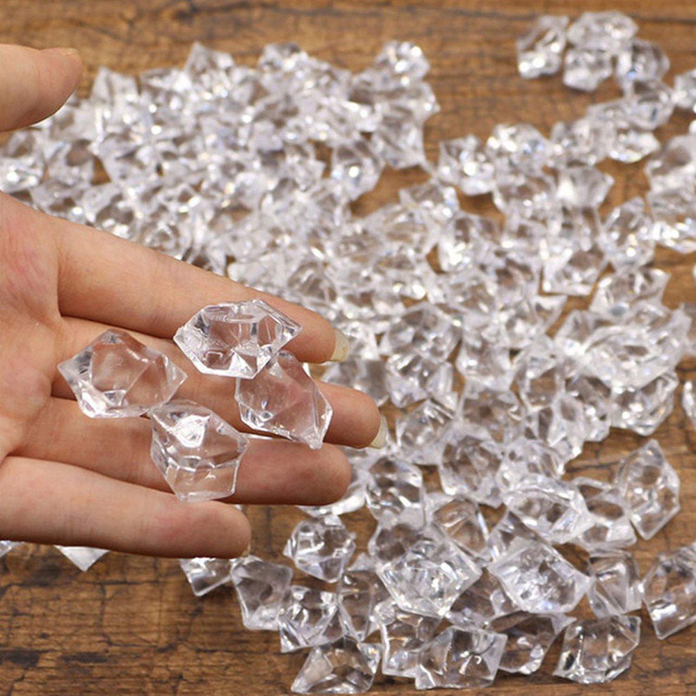 CRY 100pcs Clear Fake Crushed Ice Rocks Ice Cubes Acrylic Vase Fillers ...