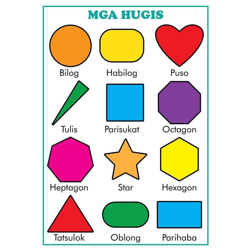 MGA HUGIS EDUCATIONAL CHART FOR KIDS - A4 SIZE | Shopee Philippines
