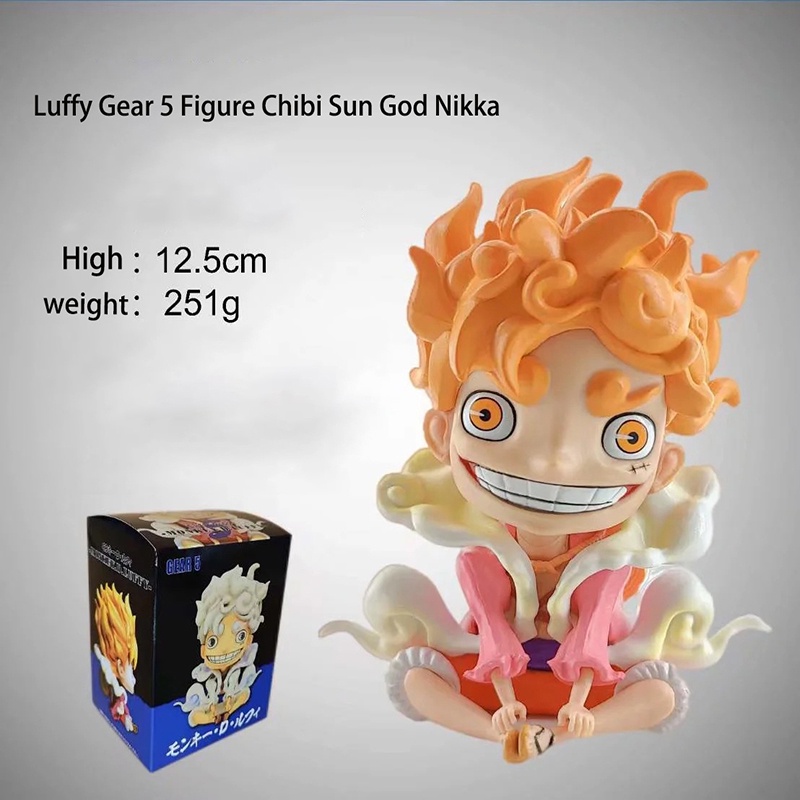 One Piece Luffy Gear 5 Figure Chibi Sun God Nikka 12cm PVC Action Anime ...