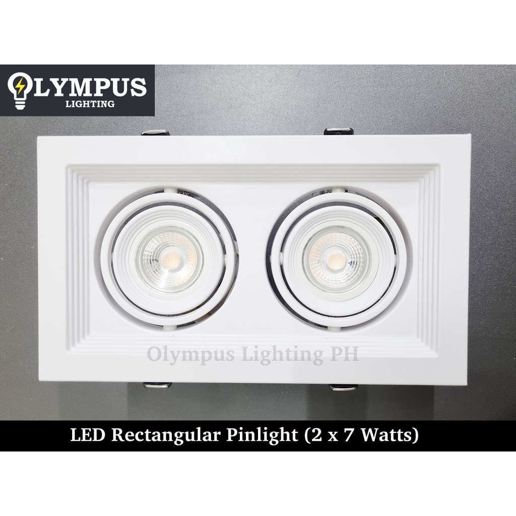 Olympus LED Slim Rectangular Double Square Pinlight Downlight 2 x 7W