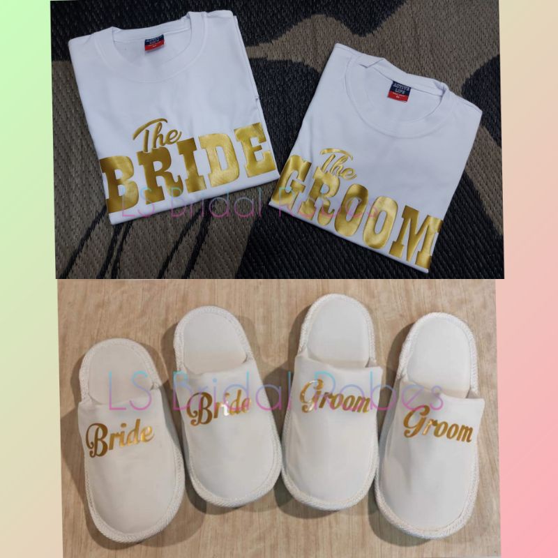 Bride and hot sale groom slippers