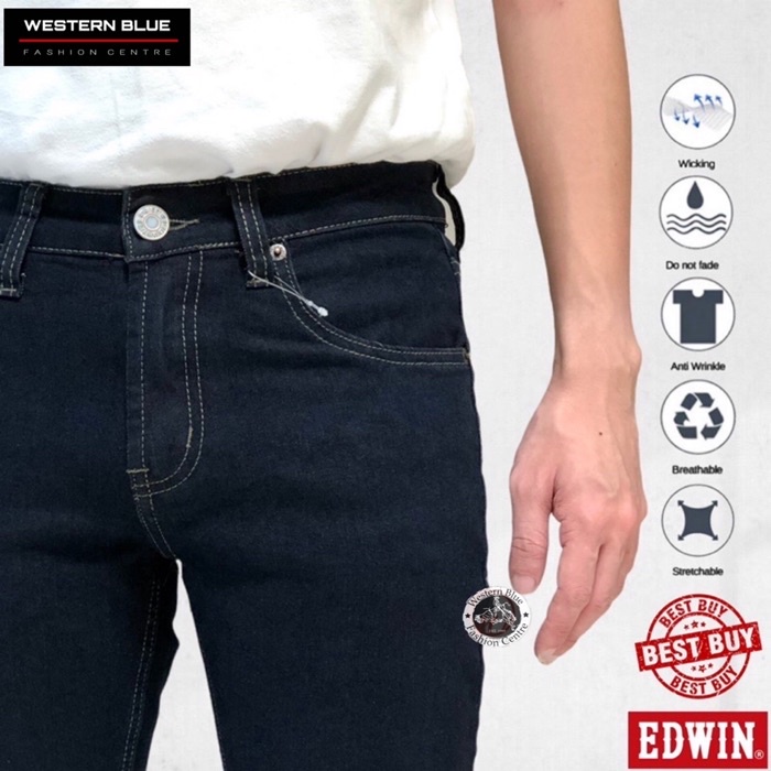 EDWIN MEN'S 506 RAW BLUE STRETCHABLE SLIM FIT JEANS ( 7706 2525 ...