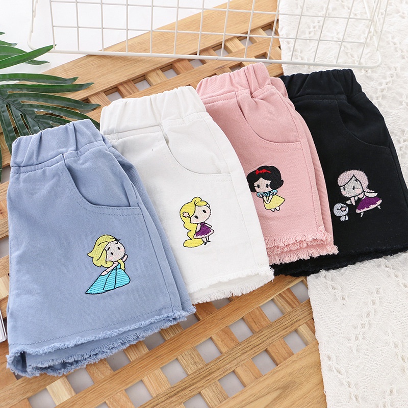 Kids Girls Fashion Denim Shorts Children Summer Thin All-match Hot Pants  Snow White
