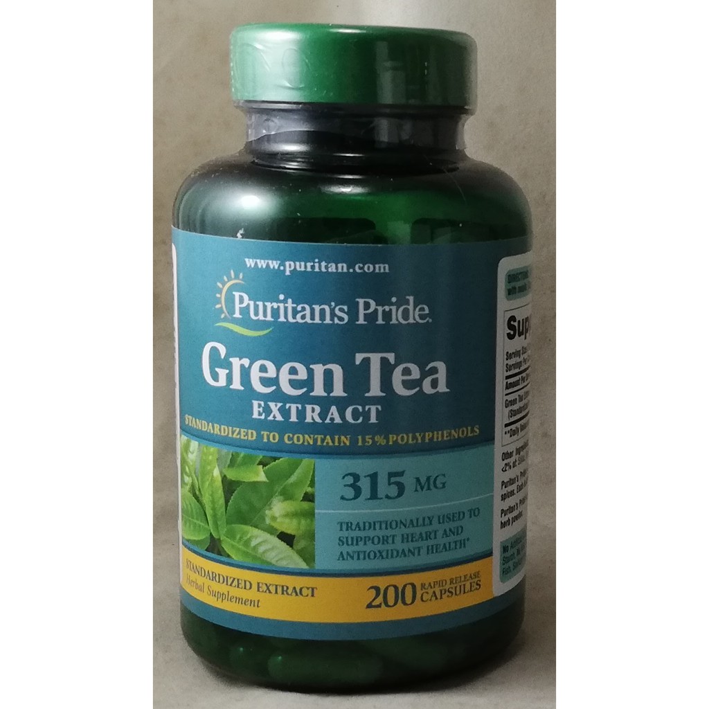 Puritan's Pride Green Tea Extract 315mg, 200 Capsules 6/2027 | Shopee ...