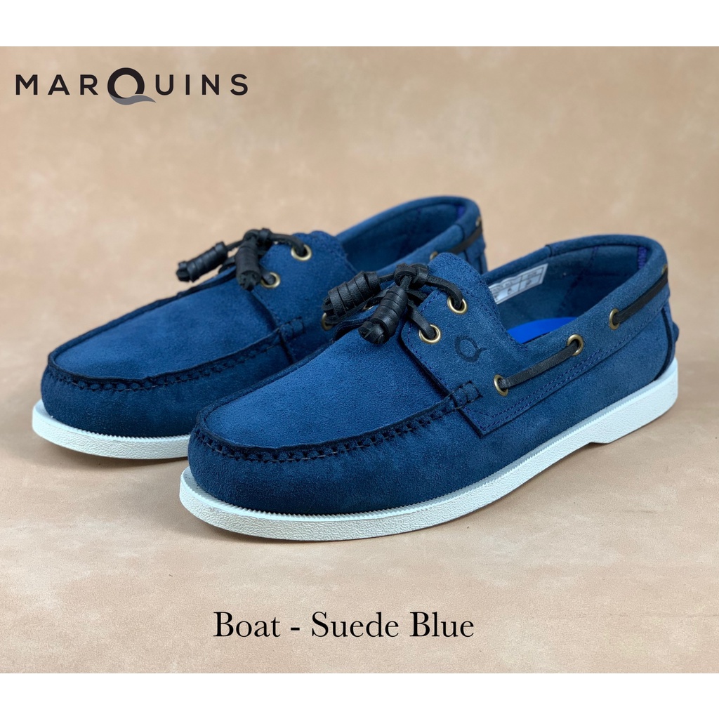 Marquins Genuine Leather Boat Shoes for MEN Suede Blue (30 colors