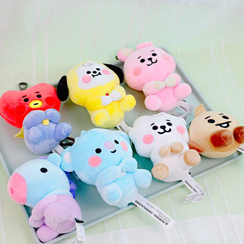 2021 Kawaii Bt21 Plush Keychain Cute Cartoon Kpop Star Stuffed Animals 