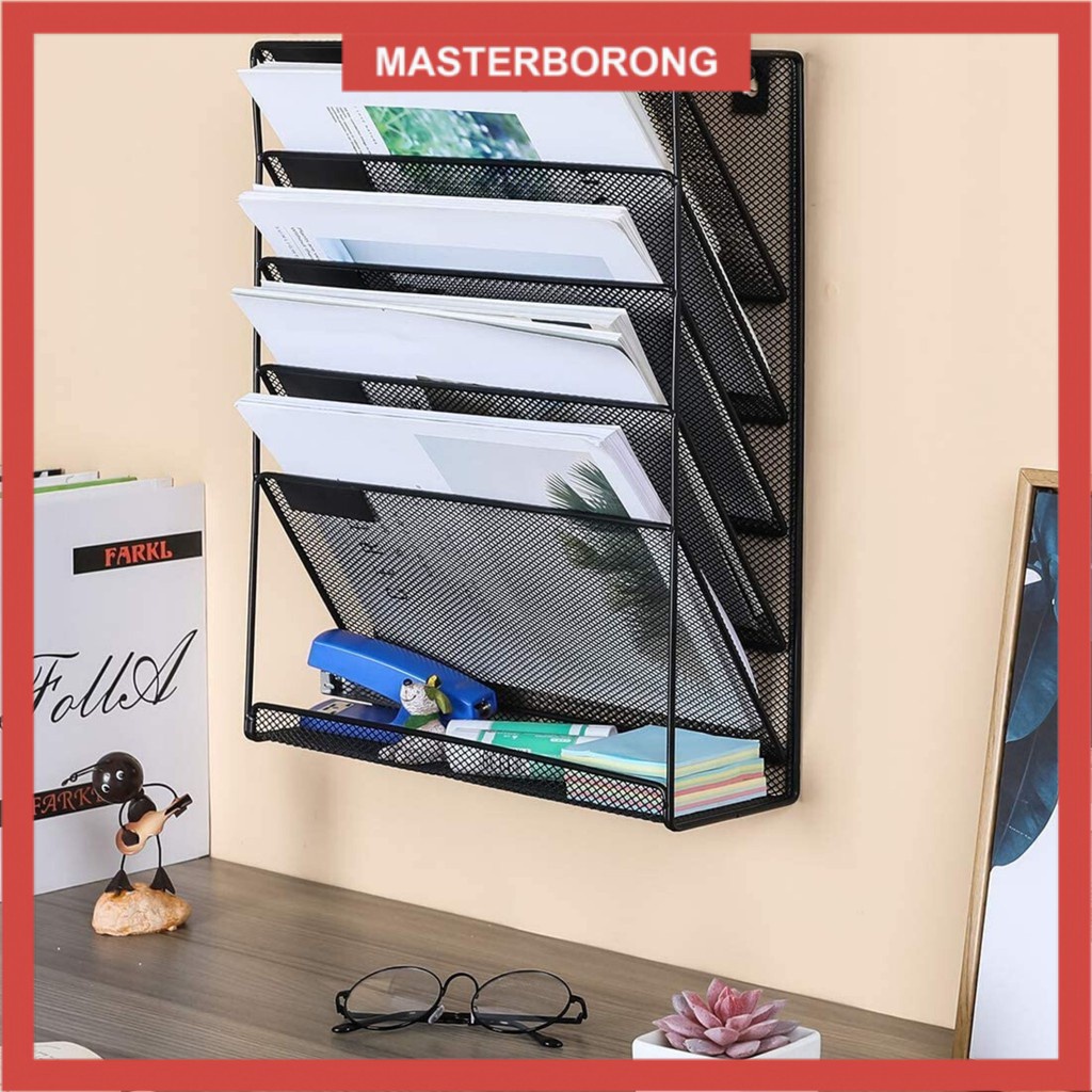 masterborong Mesh Steel Wall File Holder 5 Tier Vertical Mount ...