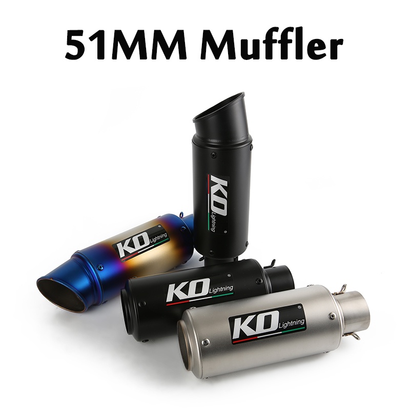 51mm Universal Exhaust System Muffler Baffles Tail Pipe Stainless Steel Carbon Fiber Slip On