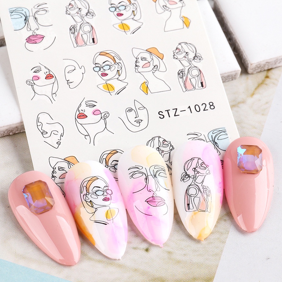 2022 New 3D Nail Sticker Stick Figure Woman Face Pattern Special ...