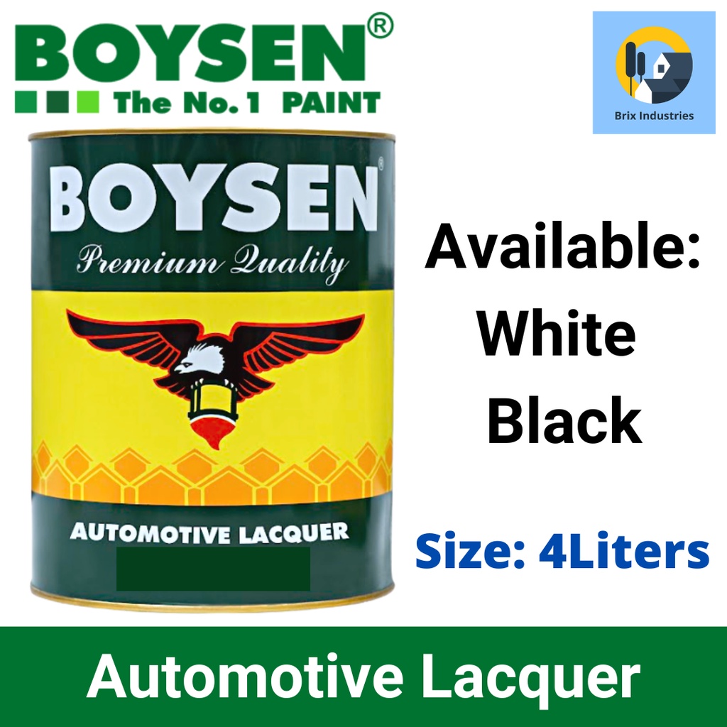 Boysen Automotive Lacquer White Black 4 Liters (Gallon) SolventBased