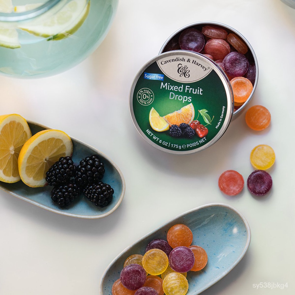 hlFu CAVENDISH & HARVEY Mixed Fruit Drops Sugar Free (1 Can of 175g