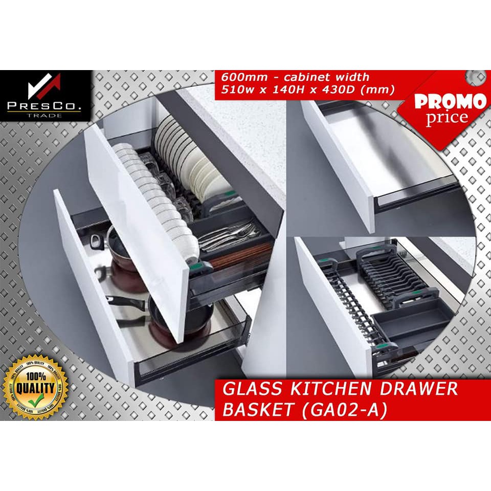 GLASS KITCHEN DRAWER BASKET (GA02A) 600mm Shopee Philippines