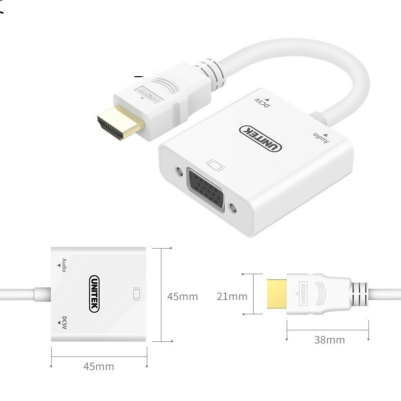 Hdmi to VGA + Audio UNITEK Y6333 signal converter cable Shopee
