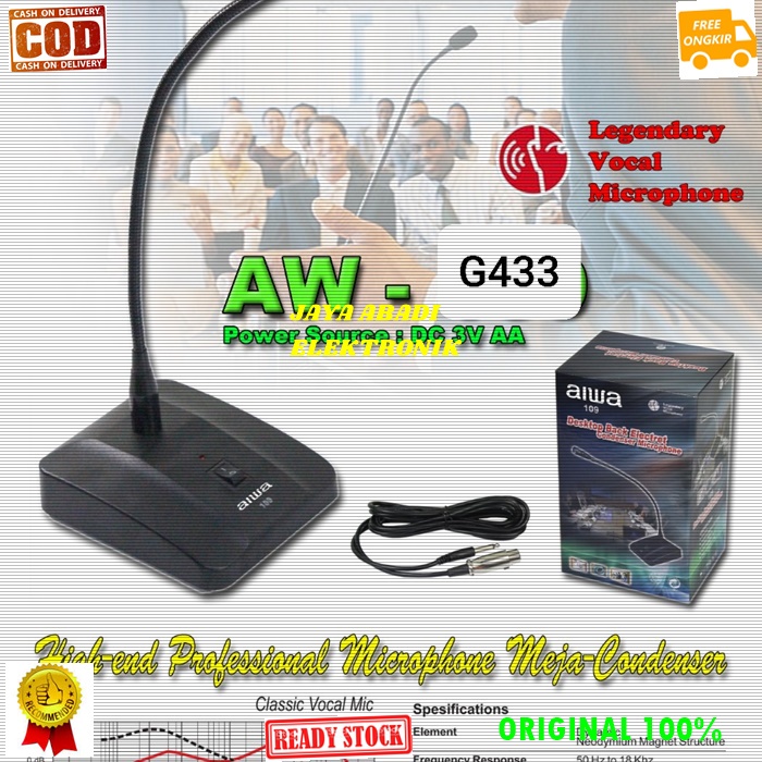 Aiwa MIC TABLE CONDENSER MIK TABLE DESK STANDING ELECTRET CONDESOR