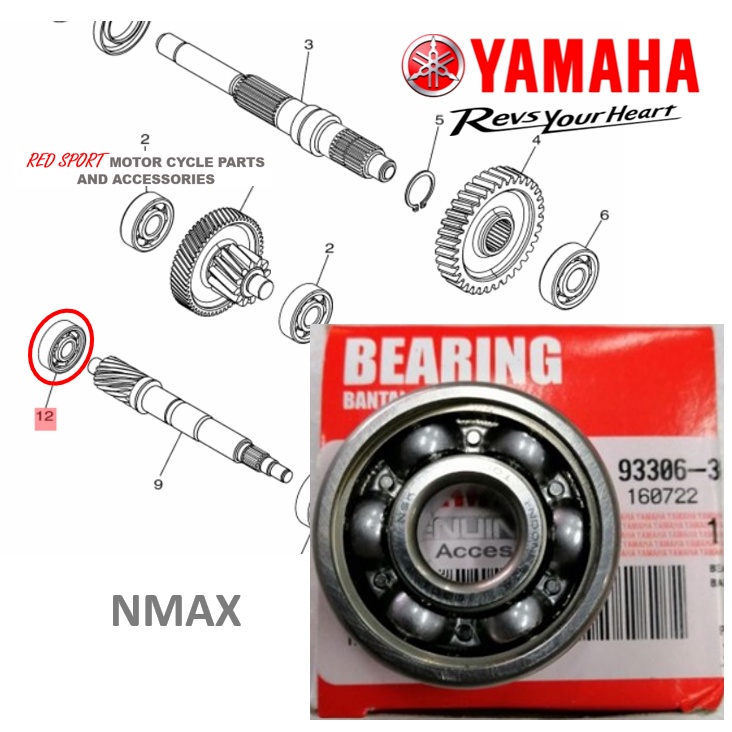 TRANSMISSION BEARING FOR NMAX / sporty 93306-301XT | Shopee Philippines
