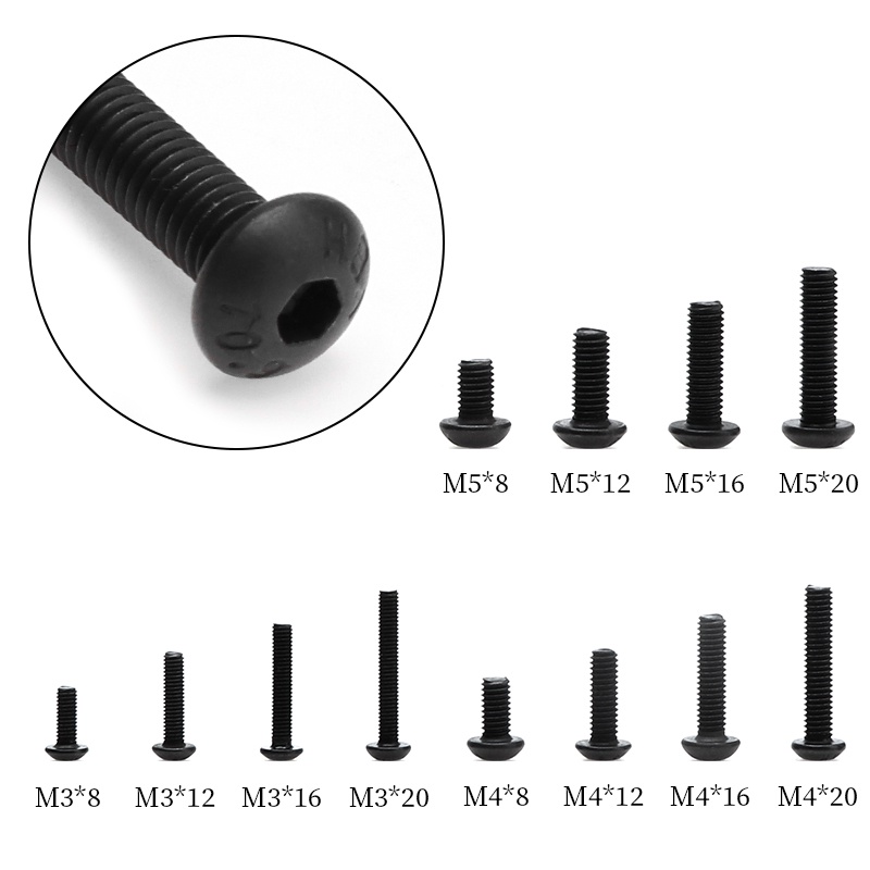 10pcs M2 M3 M4 M5 M6 Carbon Steel Hexagon Hex Socket Button Head Screw ...