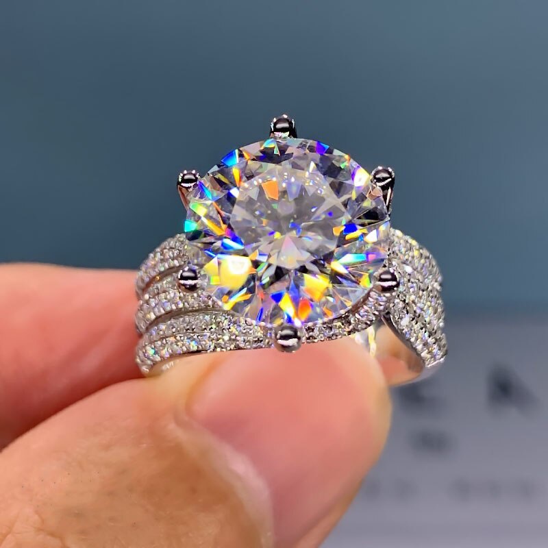 925 Sterling Silver Inlaid Crystal Zircon Ring Women's Exquisite Engagement  Wedding Gift Ring