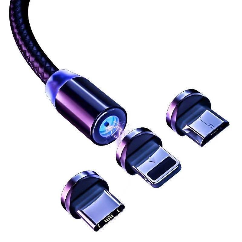 Magnetic Charging Cable Compatible For iPhone Android Micro USB Type C ...